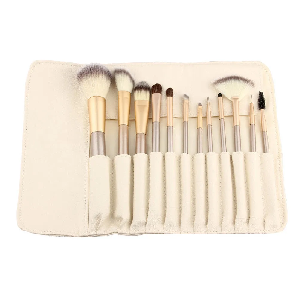 12pcs Makeup Brushes Powder Foundation Eyeshadow professional makeup Cosmetic Tool with Leather Toiletry Kit brush