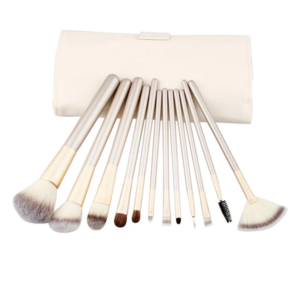 12pcs Makeup Brushes Powder Foundation Eyeshadow professional makeup Cosmetic Tool with Leather Toiletry Kit brush