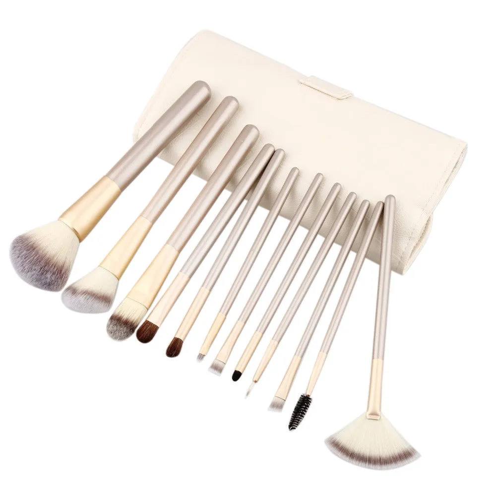 12pcs Makeup Brushes Powder Foundation Eyeshadow professional makeup Cosmetic Tool with Leather Toiletry Kit brush