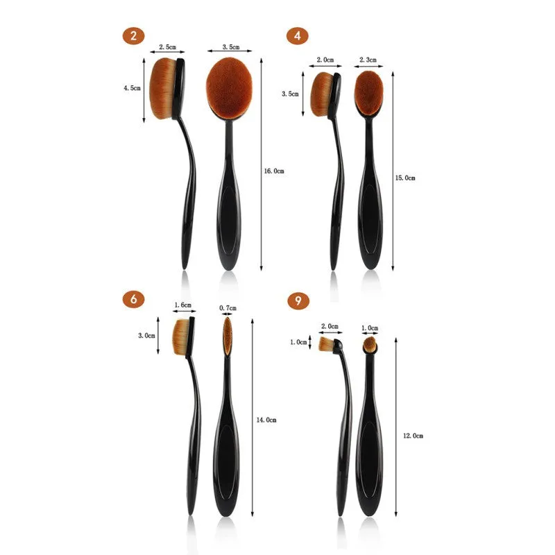 4pcs /2pcs Pro Oval Foundation Cosmetic Makeup Tools Face Powder Foundation Eye Shadow Blusher Toothbrush Shape Brushes SM6