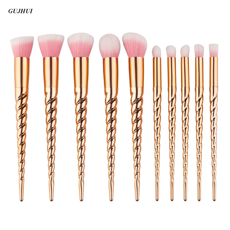 6Pcs/10pcs Colorful GUJHUI professional makeup brushes Rose gold Powder Foundation Eyeshadow make up brushes Tools cosmetic