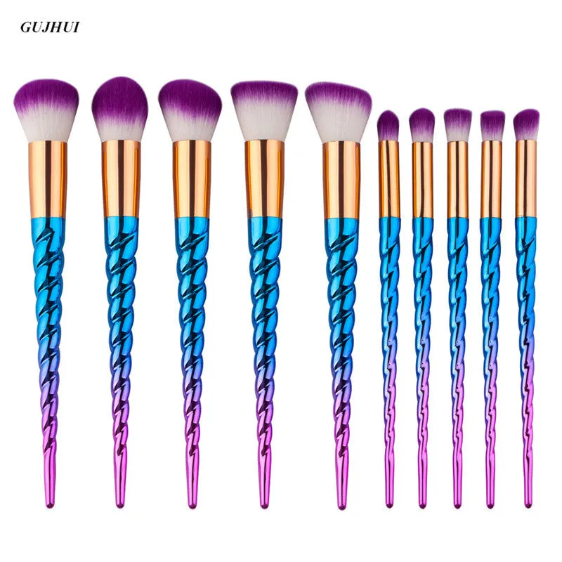 6Pcs/10pcs Colorful GUJHUI professional makeup brushes Rose gold Powder Foundation Eyeshadow make up brushes Tools cosmetic