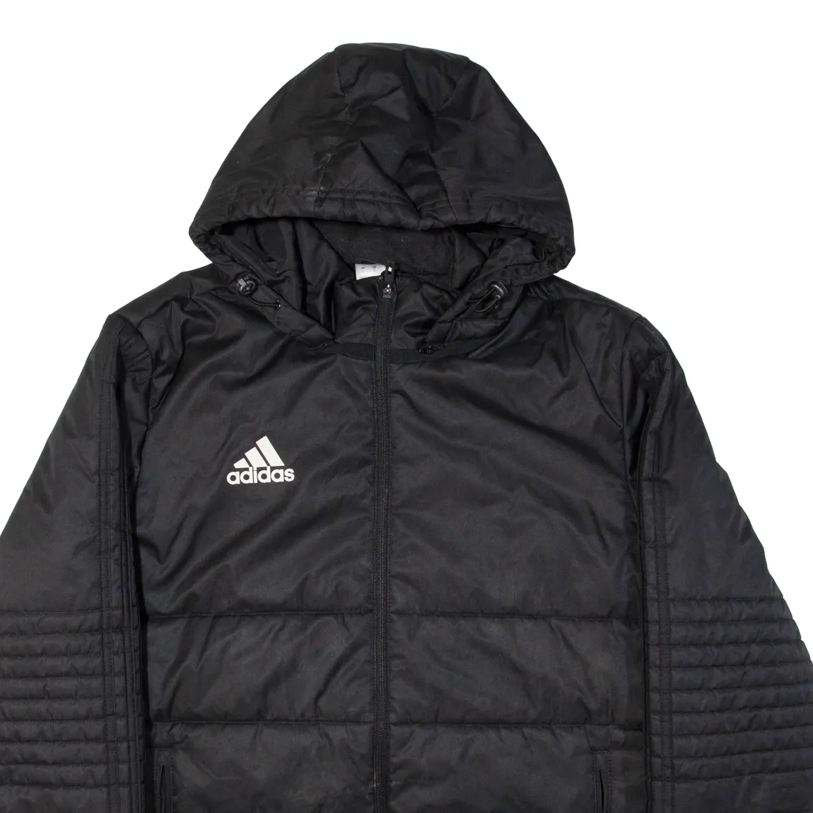 ADIDAS Mens Puffer Coat Black Hooded L