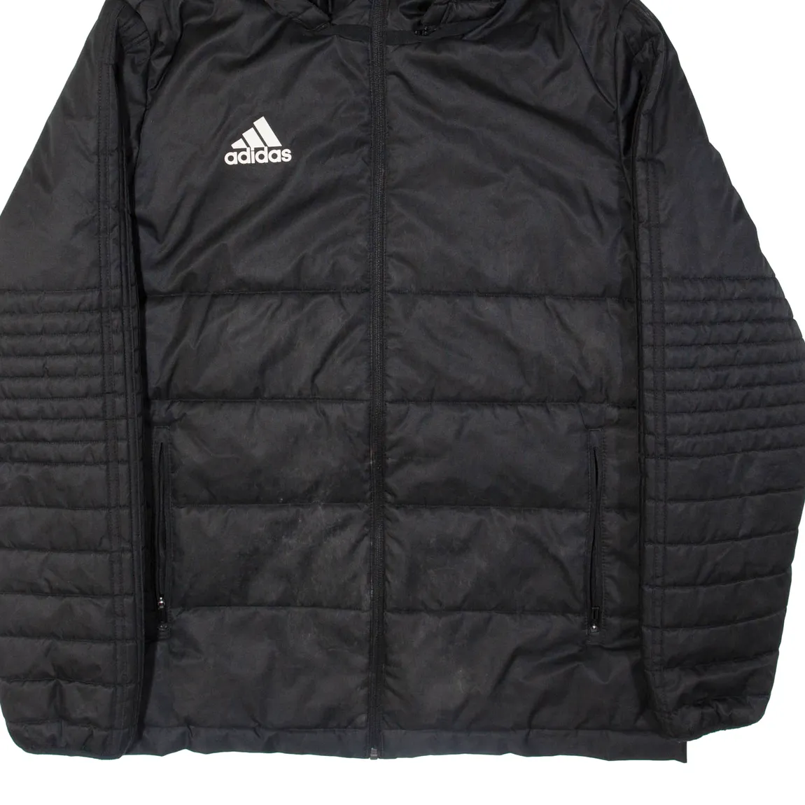 ADIDAS Mens Puffer Coat Black Hooded L