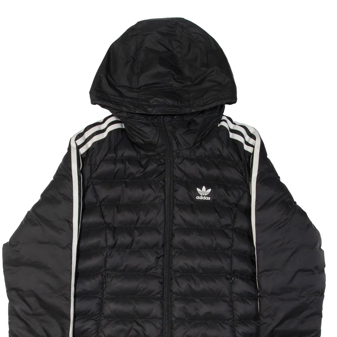 ADIDAS Womens Puffer Coat Black Nylon Hooded UK 8