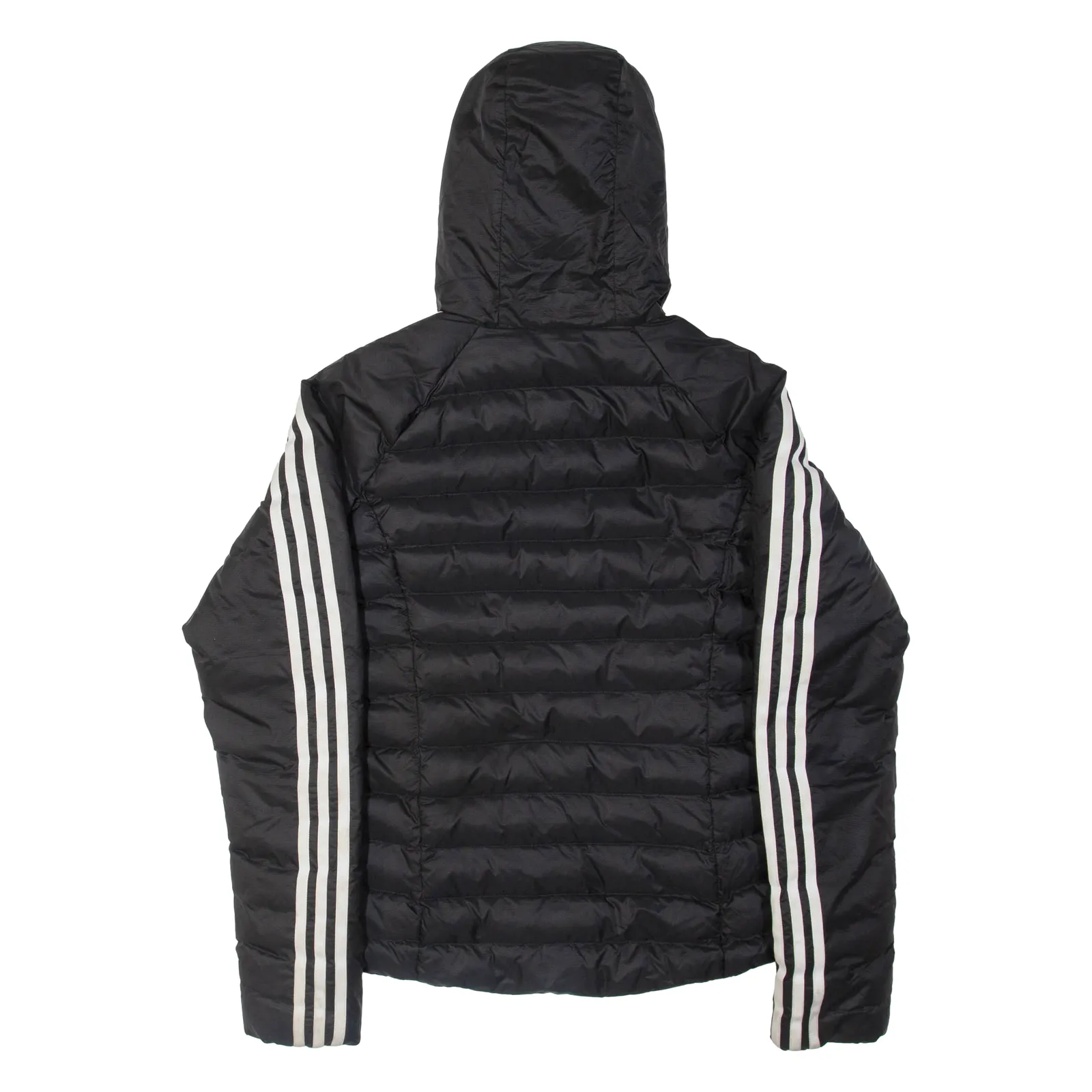 ADIDAS Womens Puffer Coat Black Nylon Hooded UK 8