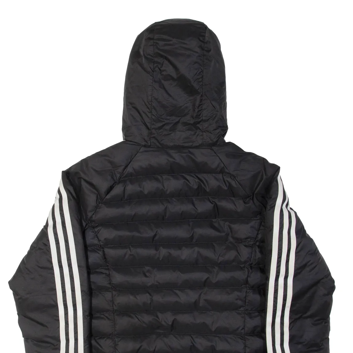 ADIDAS Womens Puffer Coat Black Nylon Hooded UK 8