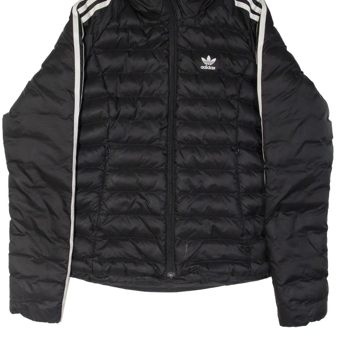 ADIDAS Womens Puffer Coat Black Nylon Hooded UK 8