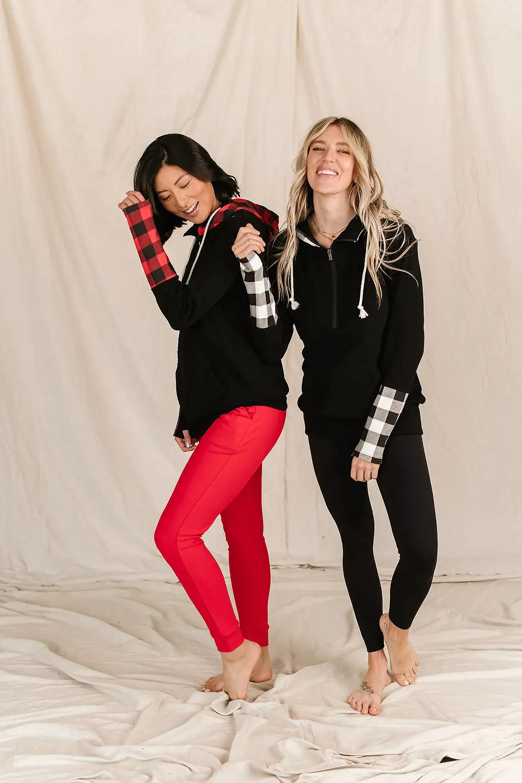 Ampersand Avenue - Halfzip Hoodie Checks Out Red