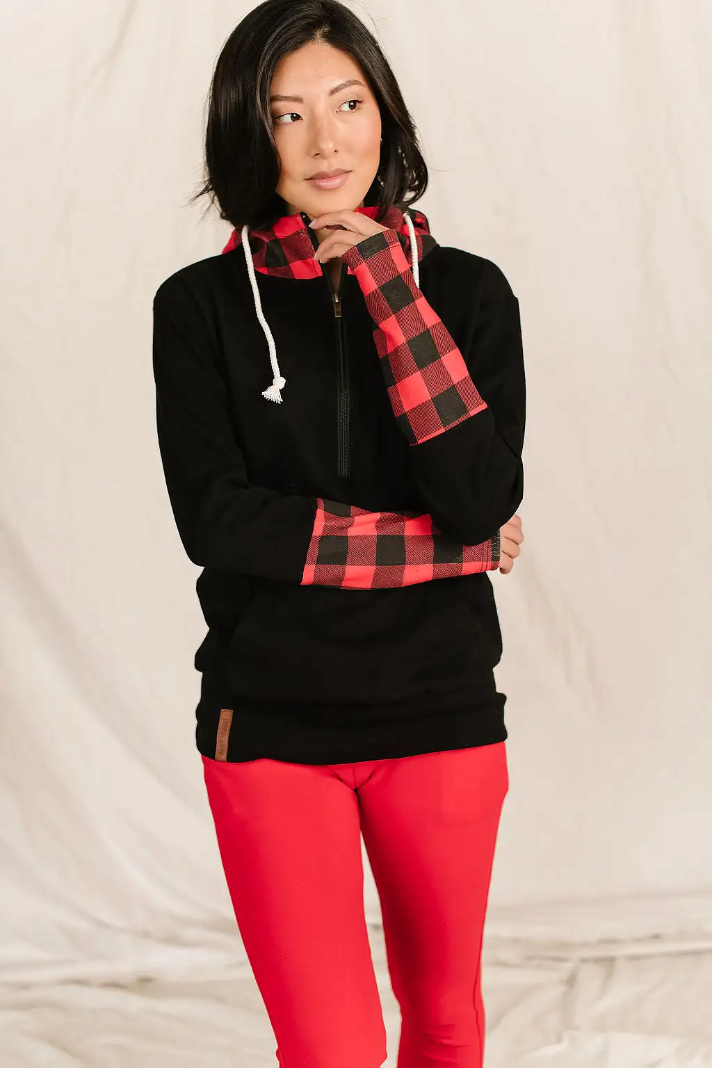 Ampersand Avenue - Halfzip Hoodie Checks Out Red