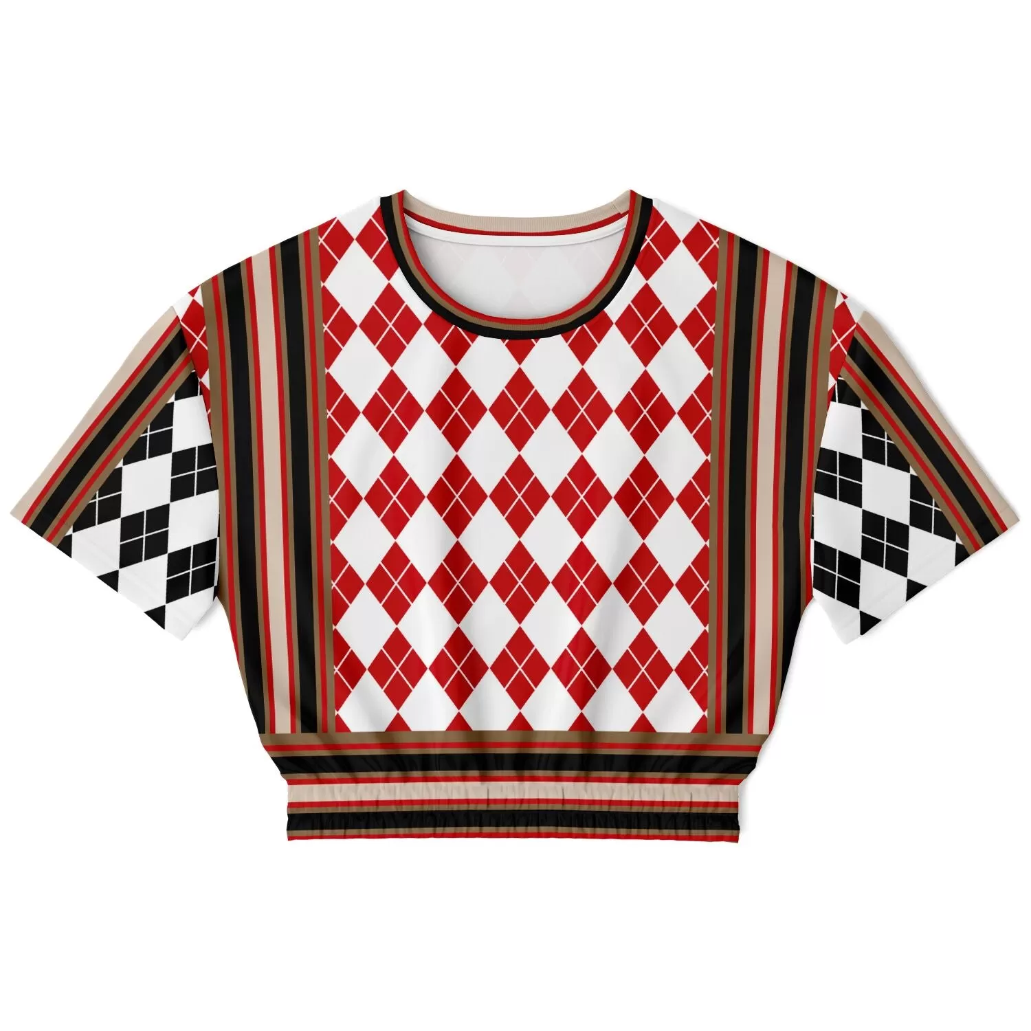 Argyle Me This Short Sleeve Cropped Eco-Poly Sweater