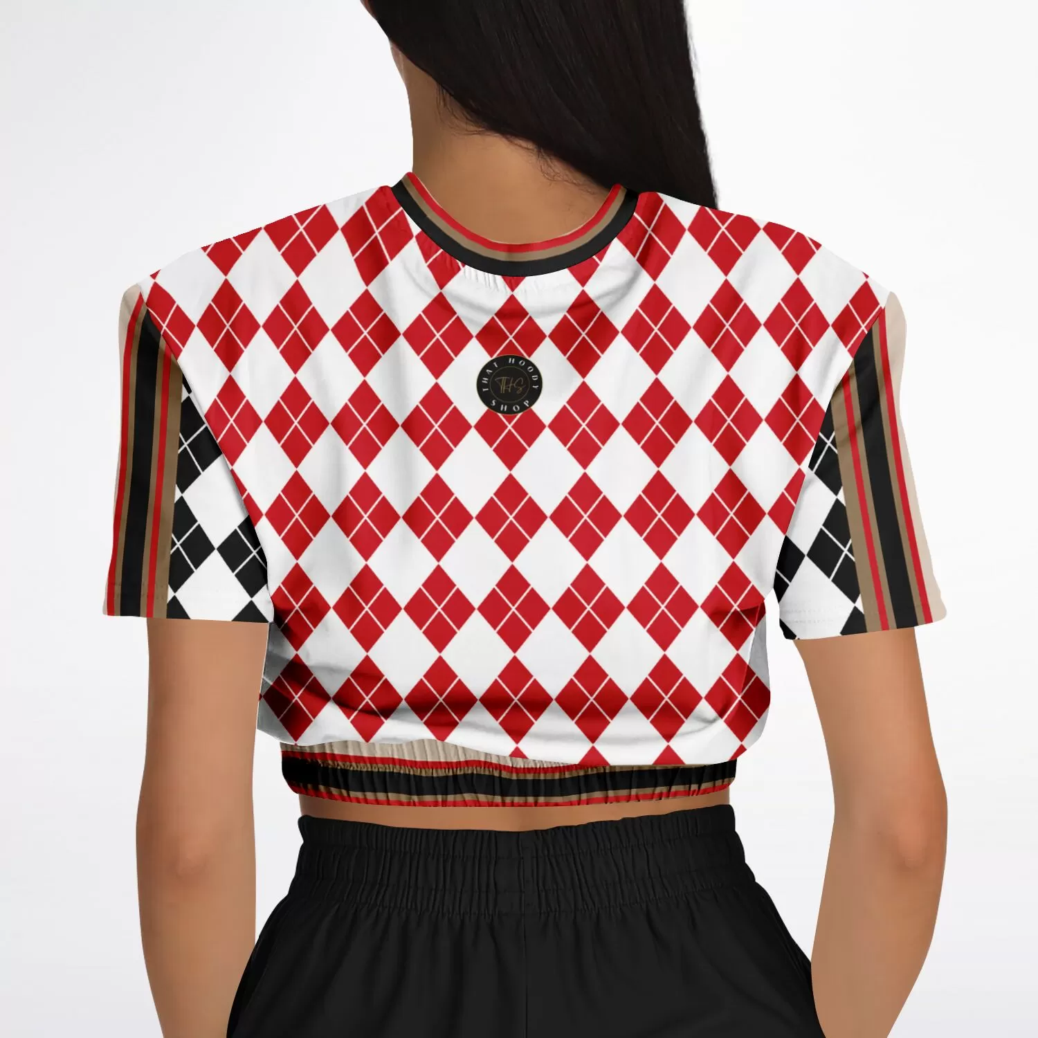 Argyle Me This Short Sleeve Cropped Eco-Poly Sweater