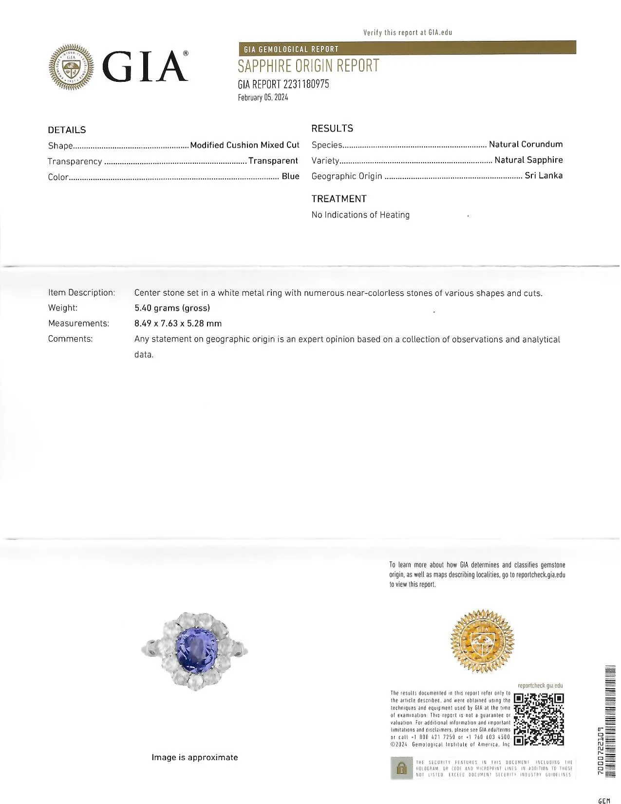 Art Deco 4.14 CTW No Heat Ceylon Sapphire Diamond Platinum Vintage Pear Halo Ring GIA