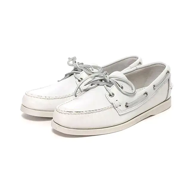 AshoreShop White Boating Style Leather Yachtsman Shoes