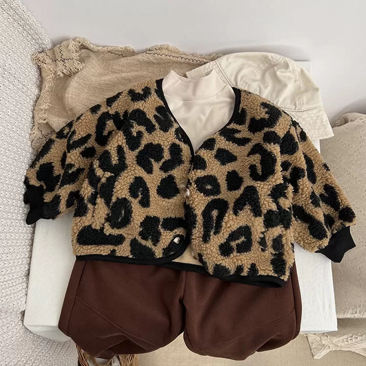 Baby Kid Girls Boys Leopard print Jackets Outwears Wholesale 23113014