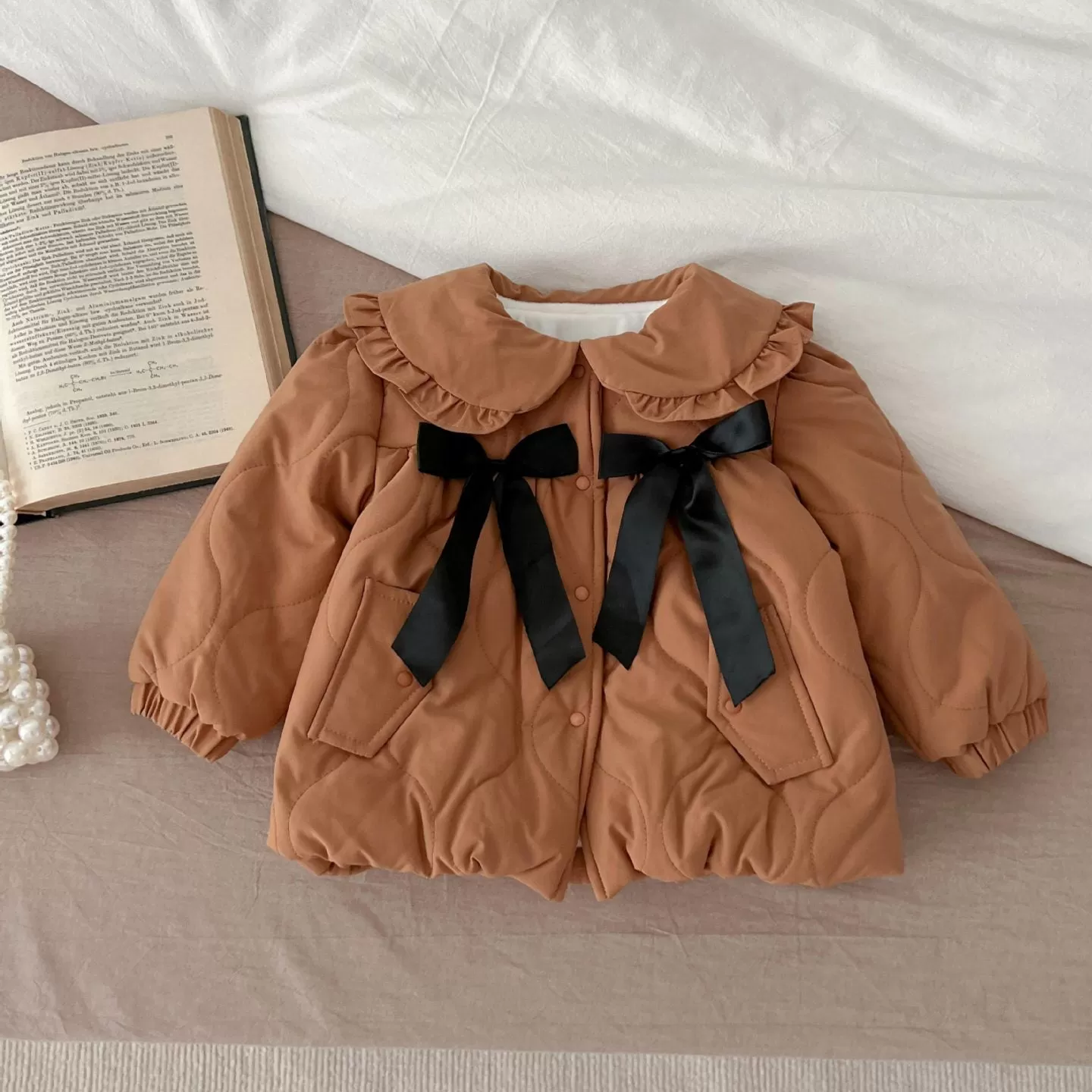 Baby Kid Girls Solid Color Bow Jackets Outwears Wholesale 231130178