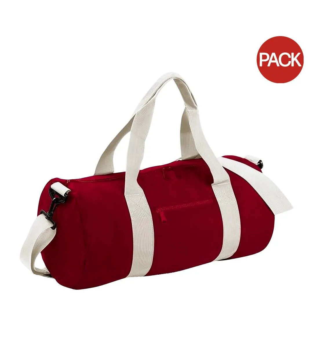 Bagbase Plain Varsity Barrel/Duffel Bag (5 Gallons) (Pack of 2) (Classic Red/Off White) (One Size) - UTBC4425