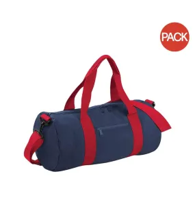 Bagbase Plain Varsity Barrel/Duffel Bag (5 Gallons) (Pack of 2) (French Navy/Classic Red) (One Size) - UTBC4425