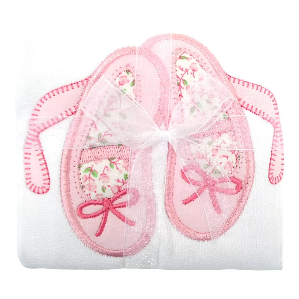 Ballet Shoes Applique Burp Cloth