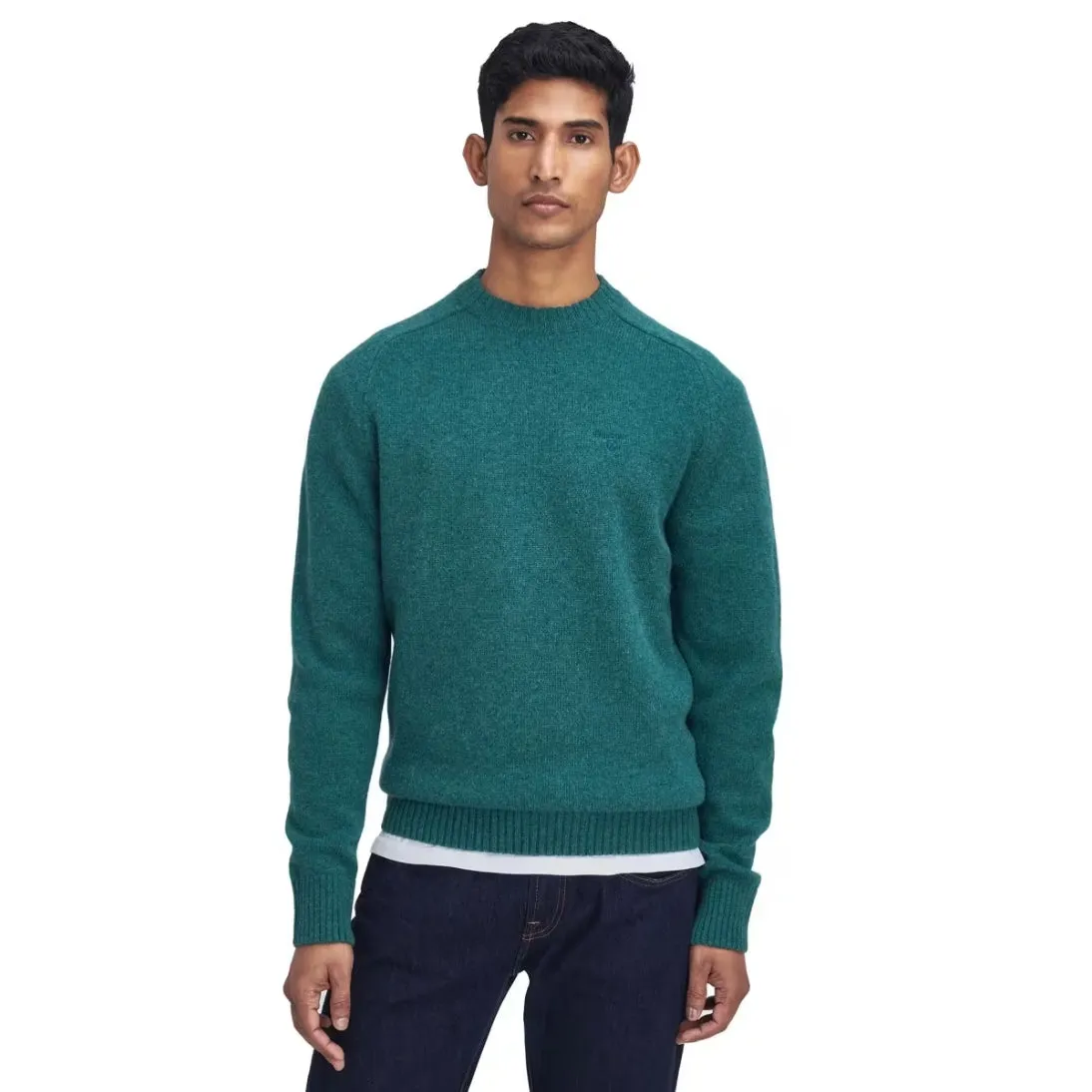 Barbour Grangetown 100% Wool Crew Neck Sweater Green MKN1584GN51