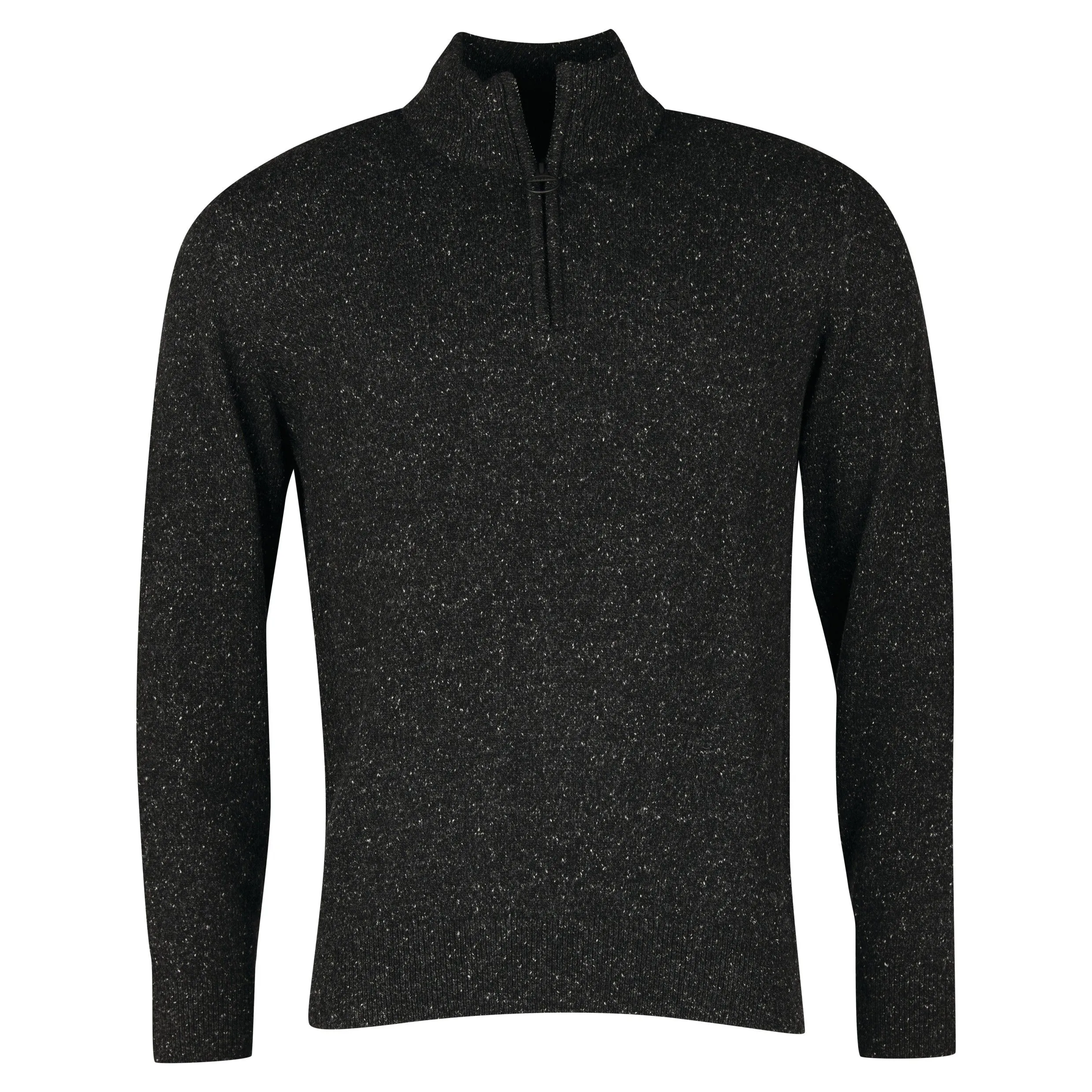 Barbour Tisbury Luxury Wool-Silk Blend Half-Zip Sweater Tweed-Fleck Comfort MKN1187BK31 Black