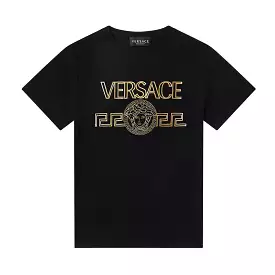 Black & Gold Greca Print T-Shirt