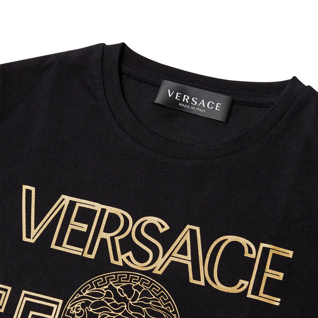 Black & Gold Greca Print T-Shirt