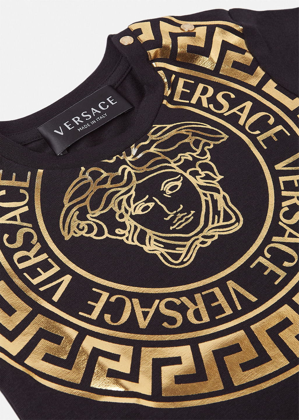 Black & Gold Medusa Lamé T-Shirt