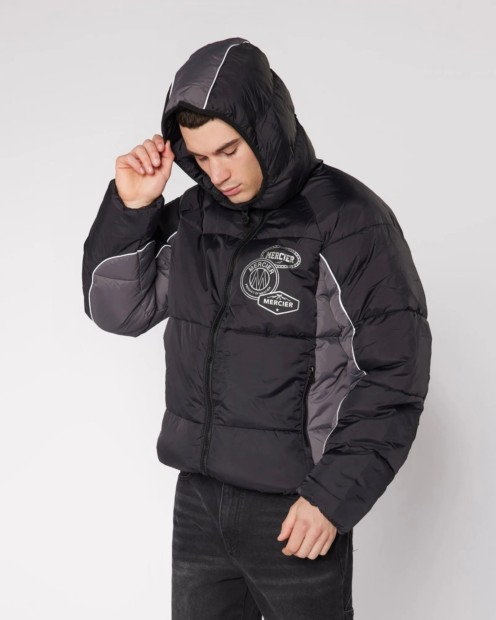 Black Drifter Panel Puffer Jacket