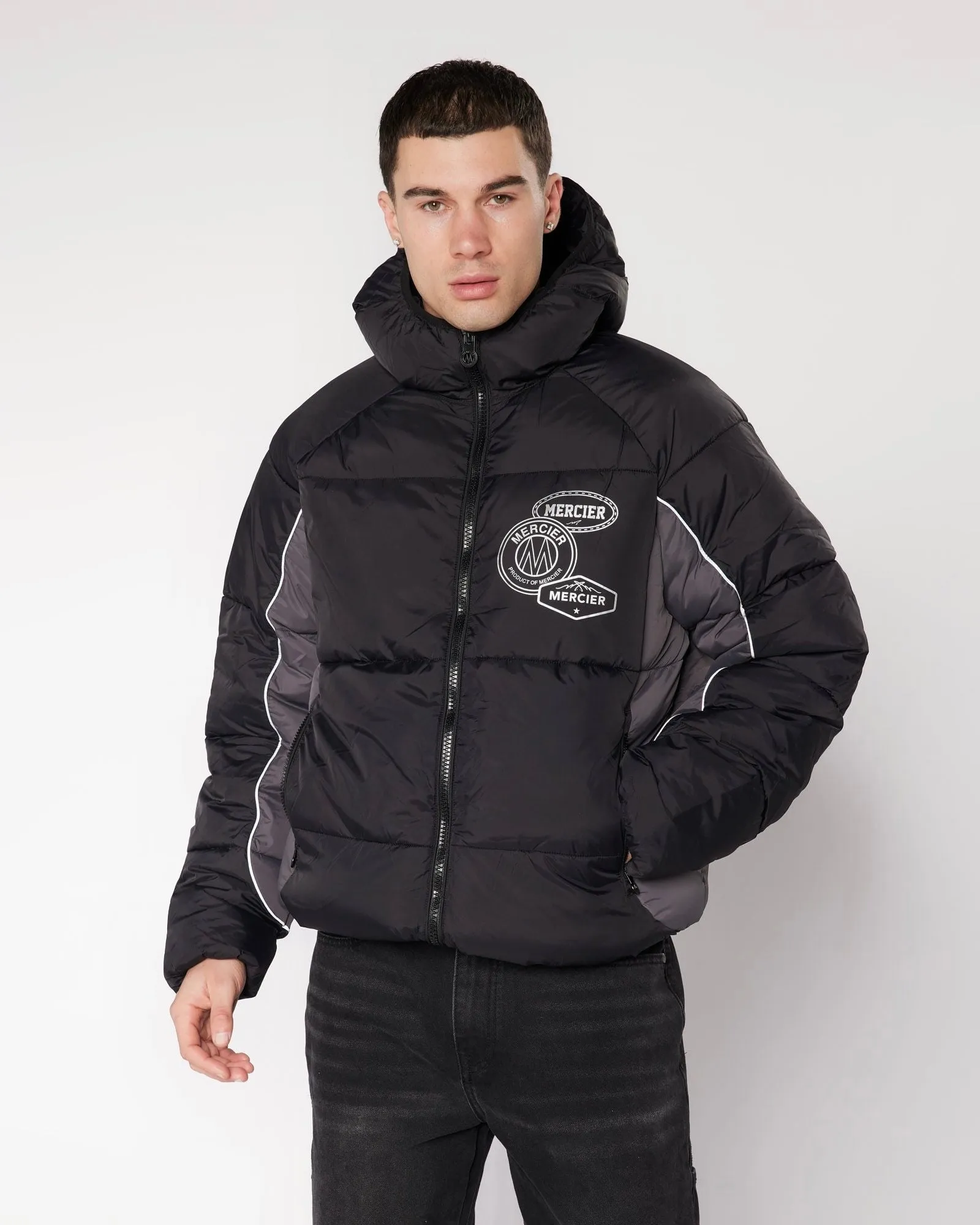 Black Drifter Panel Puffer Jacket