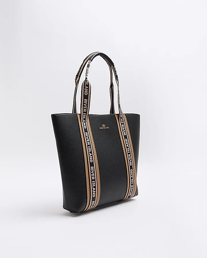 Black RI Monogram Shopper Bag