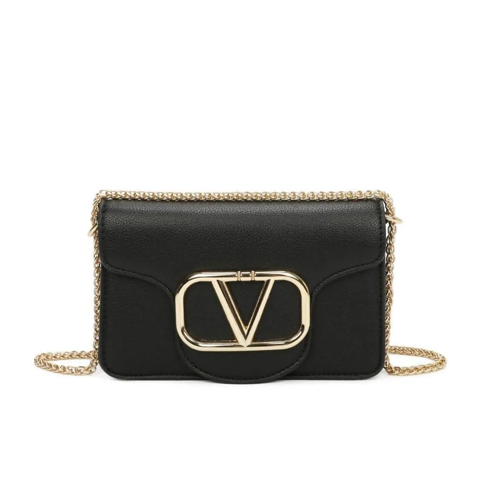 Black - V  BUCKLE CLUTCH BAG-