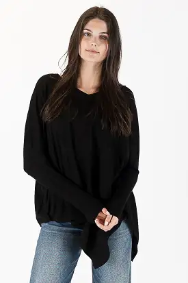 BONNIE LIGHTWEIGHT V-NECK AYSMMETRICAL SWEATER - LYLA+LUXE