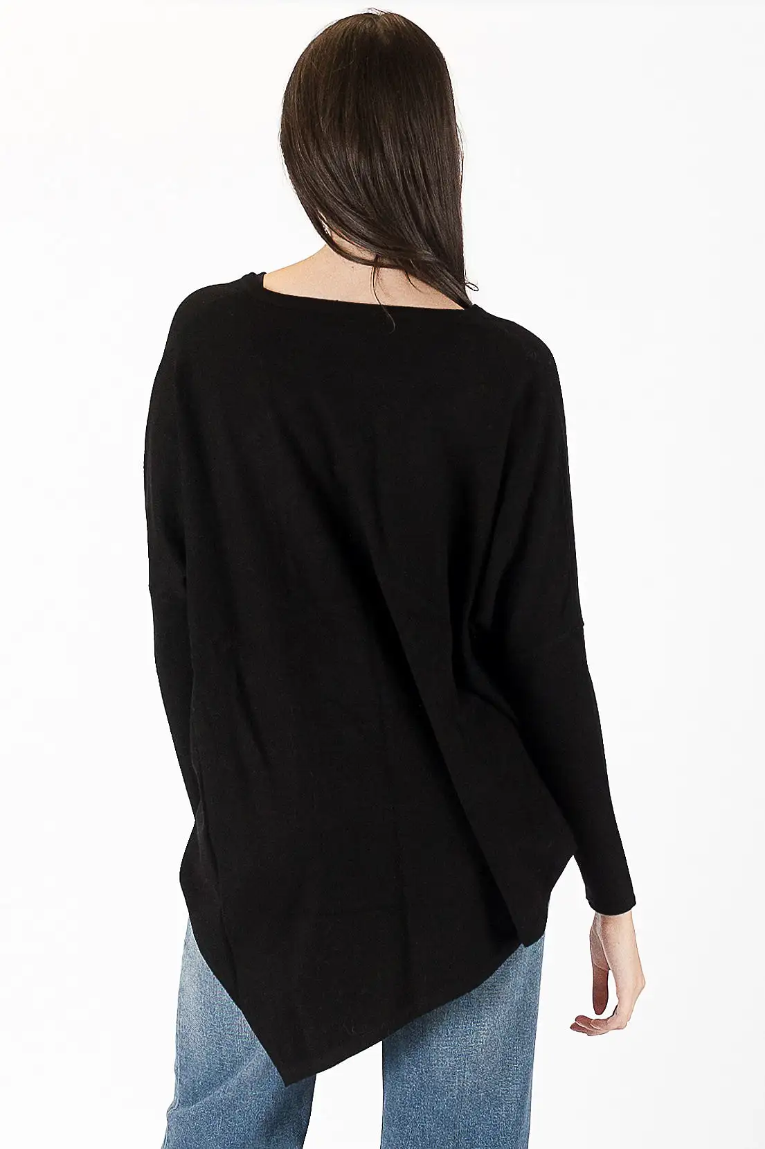 BONNIE LIGHTWEIGHT V-NECK AYSMMETRICAL SWEATER - LYLA+LUXE