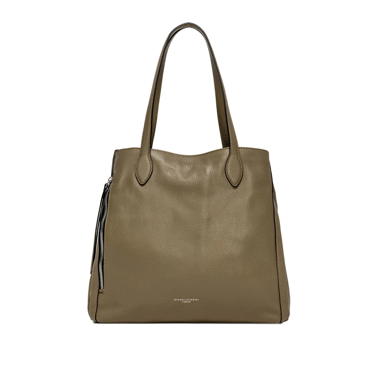 BORSA SHOPPING TWIN IN PELLE MARTELLATA Donna Fango