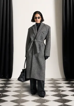 Boxy Wool Belted Coat - Grey