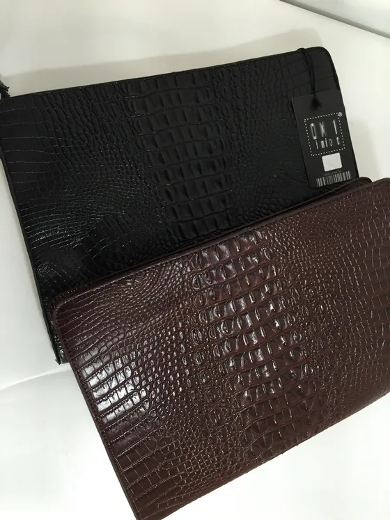 Brown Crocodile Leather Punk Rock Oversized Envelope Clutch Bag Purse