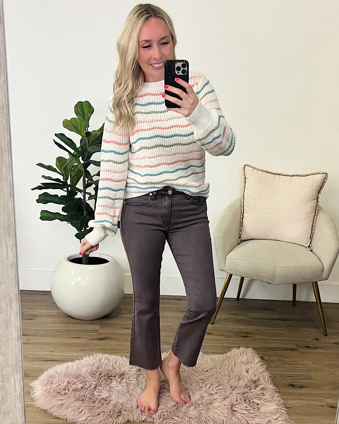 Can We Pink, Blue and Sage Stripe Sweater