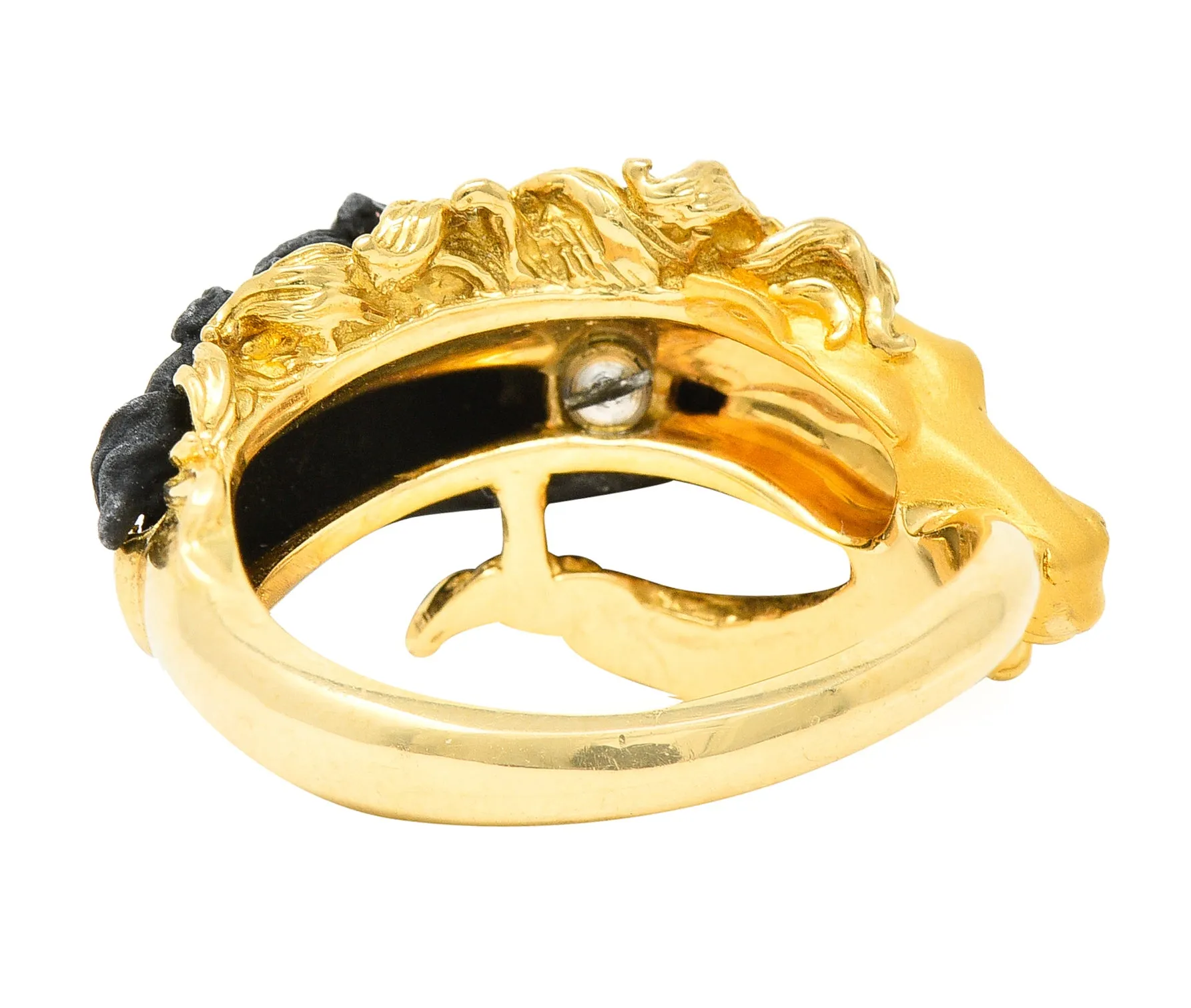 Carrera Y Carrera Diamond 18 Karat Two-Tone Gold Ecuestre Horse Vintage Band Ring