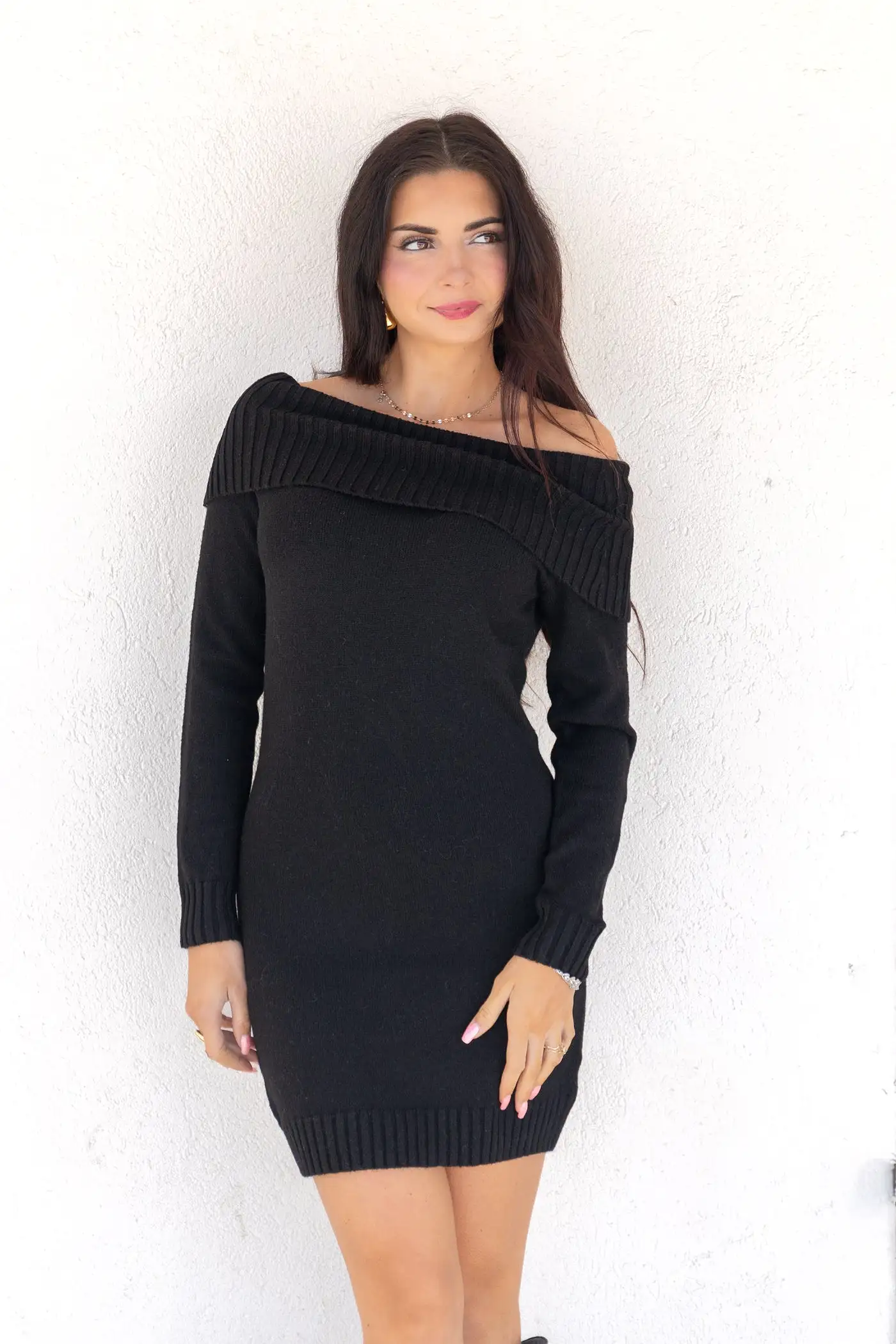 CARRIE OFF-THE-SHOULDER SWEATER DRESS