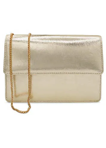 Champagne Metallic ’Darlene’ Flap Clutch Bag by Paradox London | Look Again