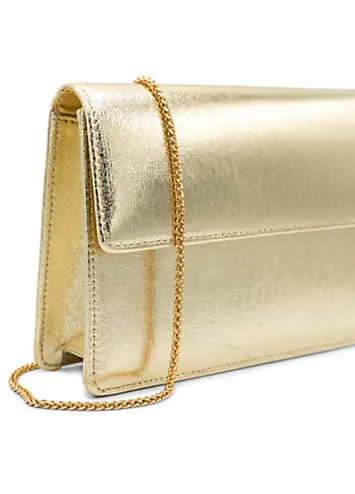 Champagne Metallic ’Darlene’ Flap Clutch Bag by Paradox London | Look Again