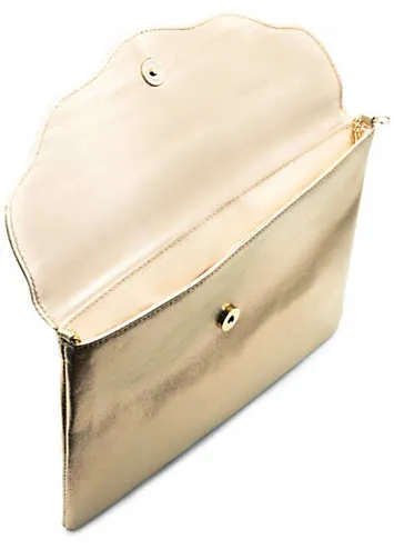 Champagne Shimmer ’Doris’ Envelope Clutch Bag by Paradox London | Look Again