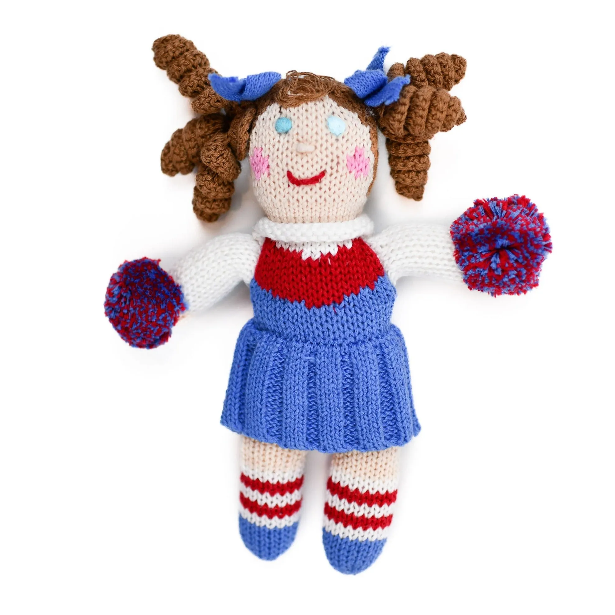 Cheerleader Knit Rattle - Royal Blue & Red