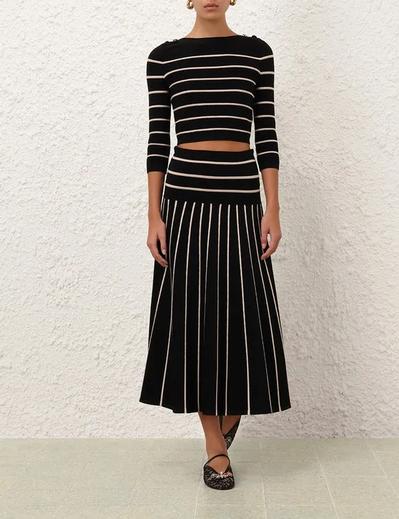 Crush Stripe Midi Skirt