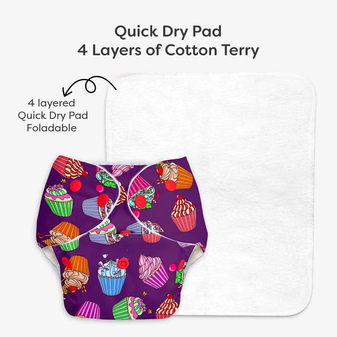 Cupcake - BASIC Cloth Diaper, New & Improved with EasySnap & Quick Dry UltraThin Pad