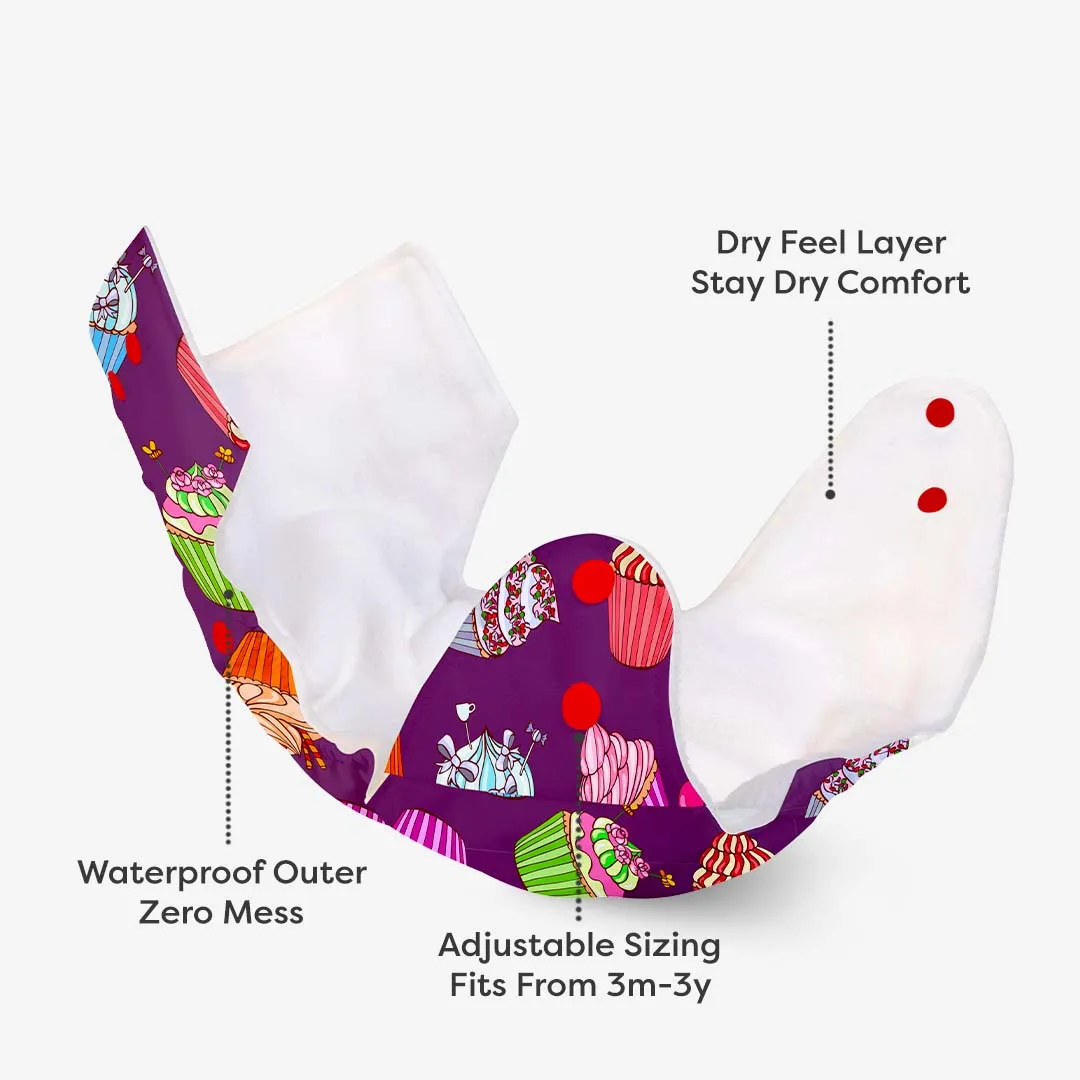 Cupcake - BASIC Cloth Diaper, New & Improved with EasySnap & Quick Dry UltraThin Pad