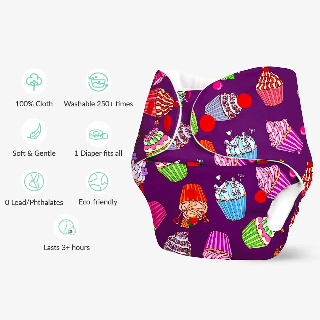 Cupcake - BASIC Cloth Diaper, New & Improved with EasySnap & Quick Dry UltraThin Pad