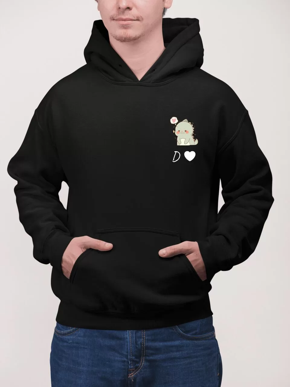 Custom Initial Dino Hoodie For Couples A