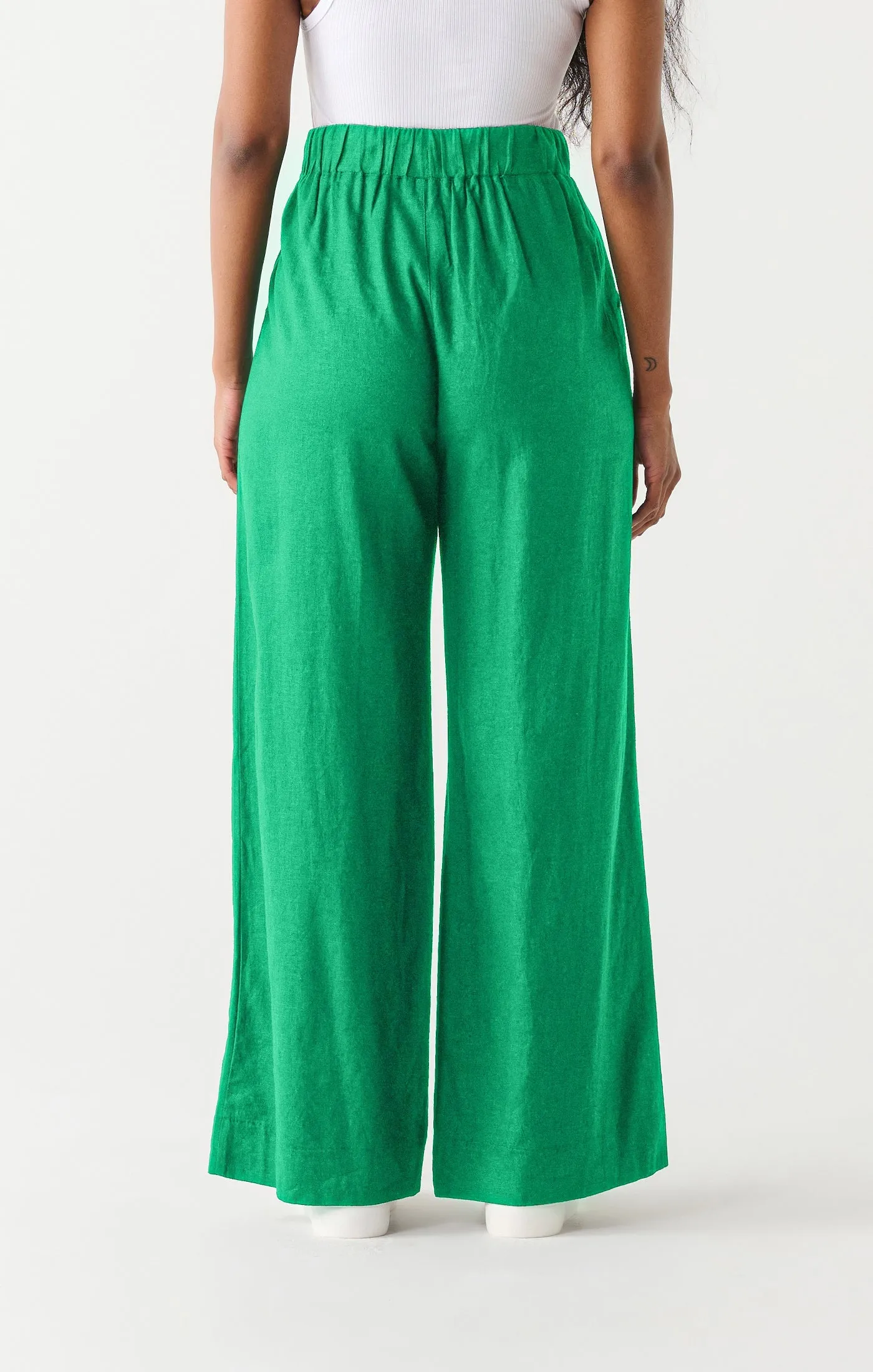 Dex Elastic Wide Leg Pant In Bright Green